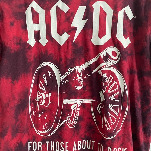 AC/DC T-shirt Mens Small Tie Dye Red For Those About to Rock Band Tee - Picture 2 of 5